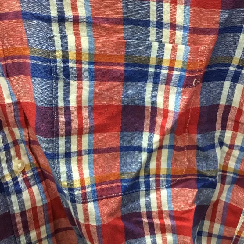 ニューヨーカー NEWYORKER シャツ、ブラウス 半袖 16-77-2736 ボタンダウン コットン リネン 綿麻 M チェック マルチカラー / マルチカラー /  メンズ USED 古着 中古 10117801