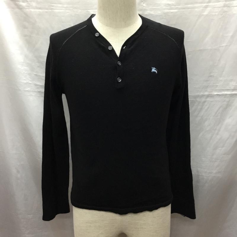 バーバリーブラックレーベル BURBERRY BLACK LABEL ニット、セーター 長袖 2 無地 黒 / ブラック /  メンズ USED 古着 中古 10121814