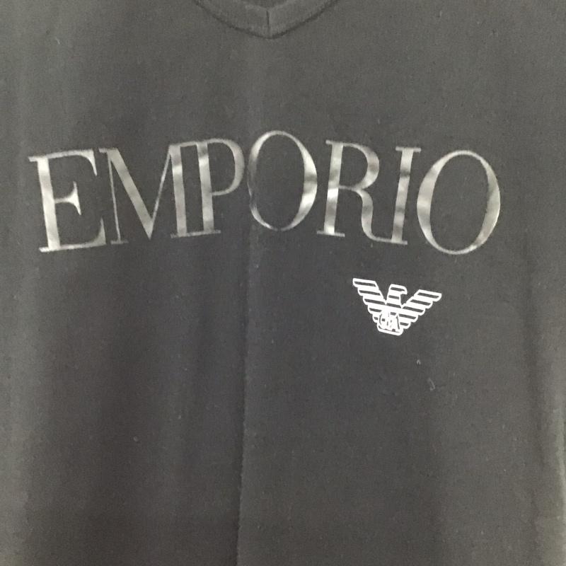 エンポリオアルマーニ EMPORIO ARMANI Tシャツ 半袖 半袖カットソー プリントTシャツ Vネックカットソー M ロゴ、文字 黒 / ブラック /  メンズ USED 古着 中古 10132300