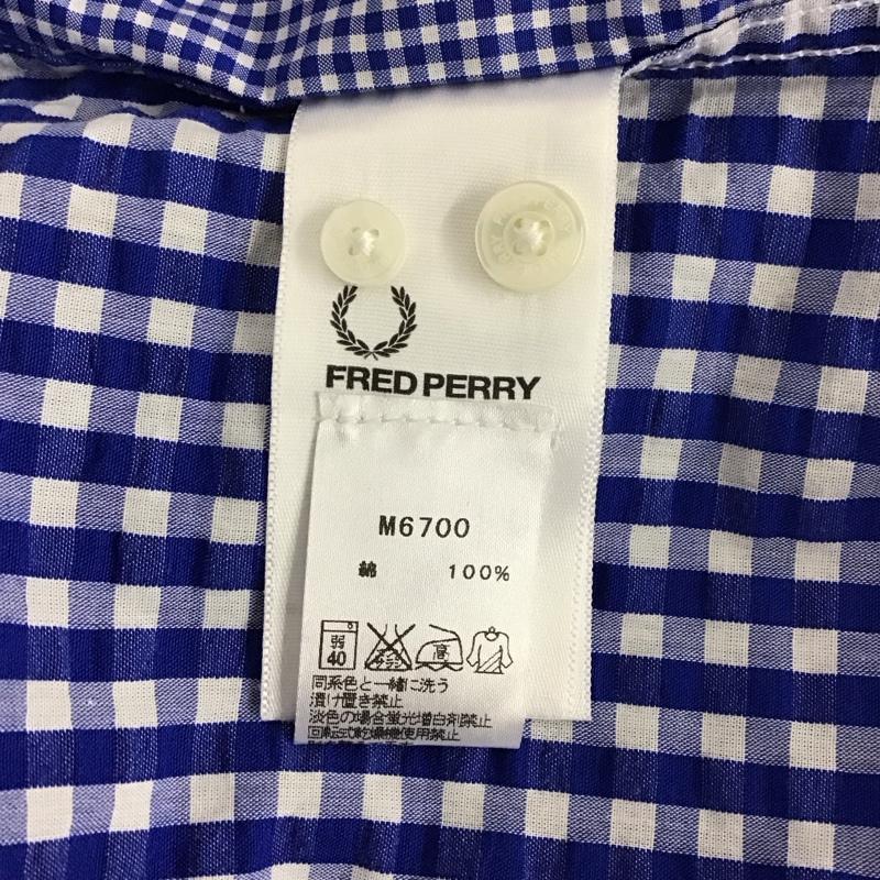 フレッドペリー FRED PERRY シャツ、ブラウス 半袖 半袖シャツ チェックシャツ カラーシャツ S チェック 白 / ホワイト / X 青 / ブルー /  メンズ USED 古着 中古 10130126