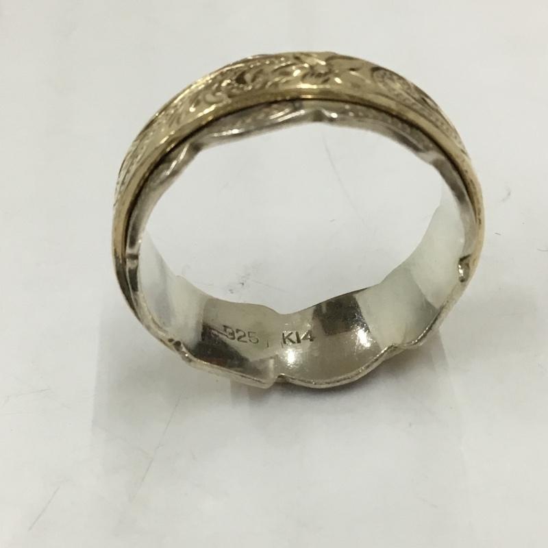 古着 USED アクセサリー 指輪 925 K14 19号 花柄 銀 / シルバー / X 金 / ゴールド /  メンズ USED 古着 中古 10106225