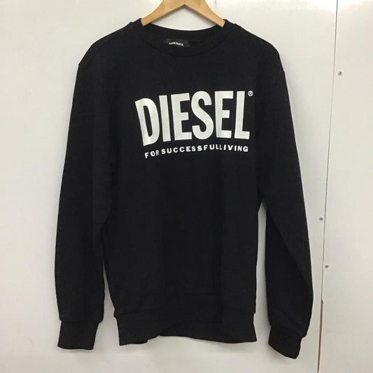 ディーゼル DIESEL トレーナー 長袖 長袖トレーナー スウェット クルーネック プルオーバー L ロゴ、文字 黒 / ブラック /  メンズ USED 古着 中古 10137727