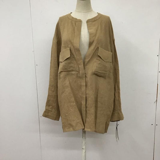 アーガ Aga シャツ、ブラウス 長袖 6910-0270 長袖ブラウス ノーカラーシャツ 無地 ベージュ / ベージュ /  レディース USED 古着 中古 10117494