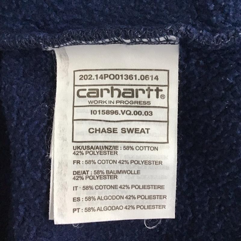 カーハート Carhartt トレーナー 長袖 長袖トレーナー スウェット クルーネック プルオーバートレーナー 裏起毛 S 無地 紺 / ネイビー /  メンズ USED 古着 中古 10131977