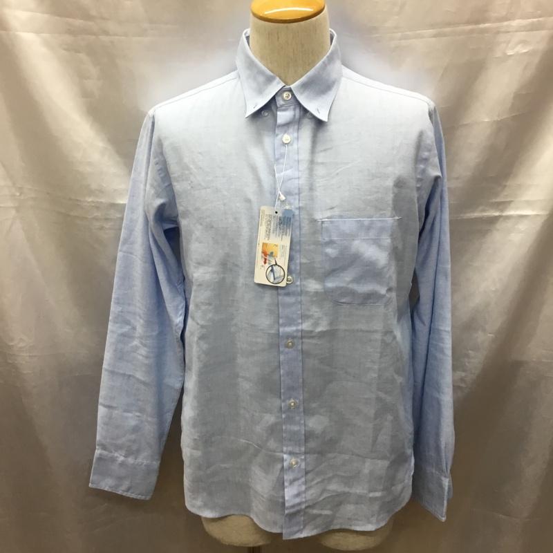 アトモスラボ ATMOS LAB シャツ、ブラウス 長袖 長袖シャツ カラーシャツ ポケットシャツ 長袖カットソー ボタンダウンシャツ M 無地 青 / ブルー /  メンズ USED 古着 中古 10117697