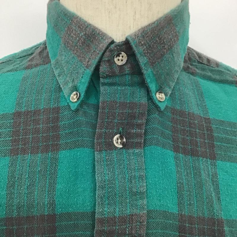 古着 USED シャツ、ブラウス 長袖 ボタンダウン M チェック 緑 / グリーン / X 黒 / ブラック /  メンズ USED 古着 中古 10107043