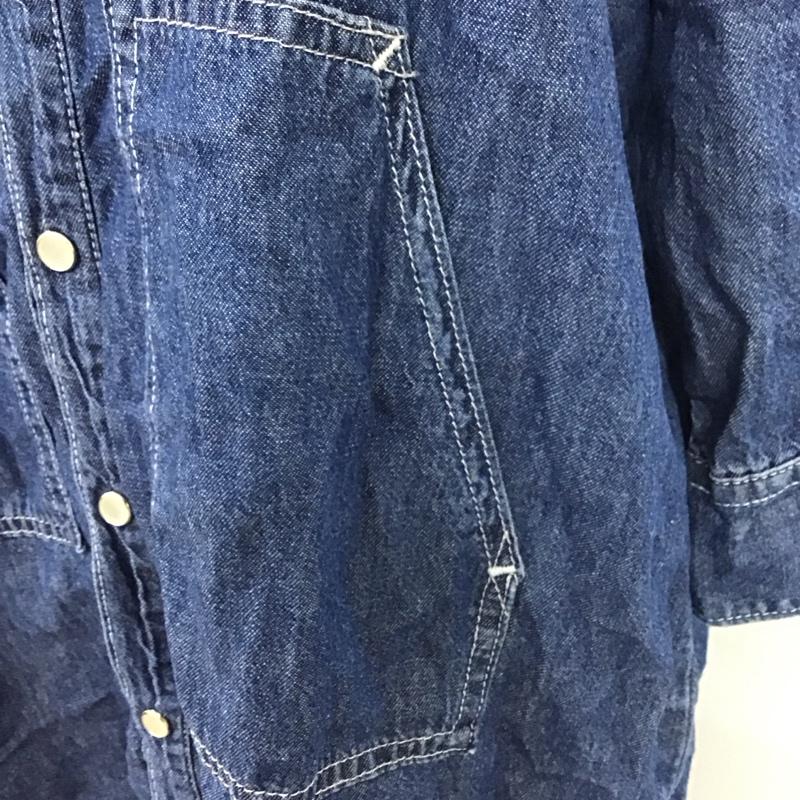 チチカカ TITICACA ワンピース ミニスカート デニムシャツワンピース 七分袖 M 刺繍 インディゴ / インディゴ /  レディース USED 古着 中古 10114910