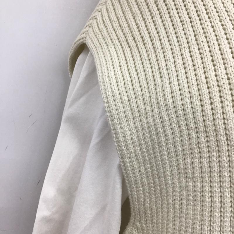 ミラオーウェン Mila Owen ニット、セーター 長袖 長袖カットソー クルーネックカットソー ロングスリーブカットソー ニットベスト 0 無地 白 / ホワイト /  レディース USED 古着 中古 10107716