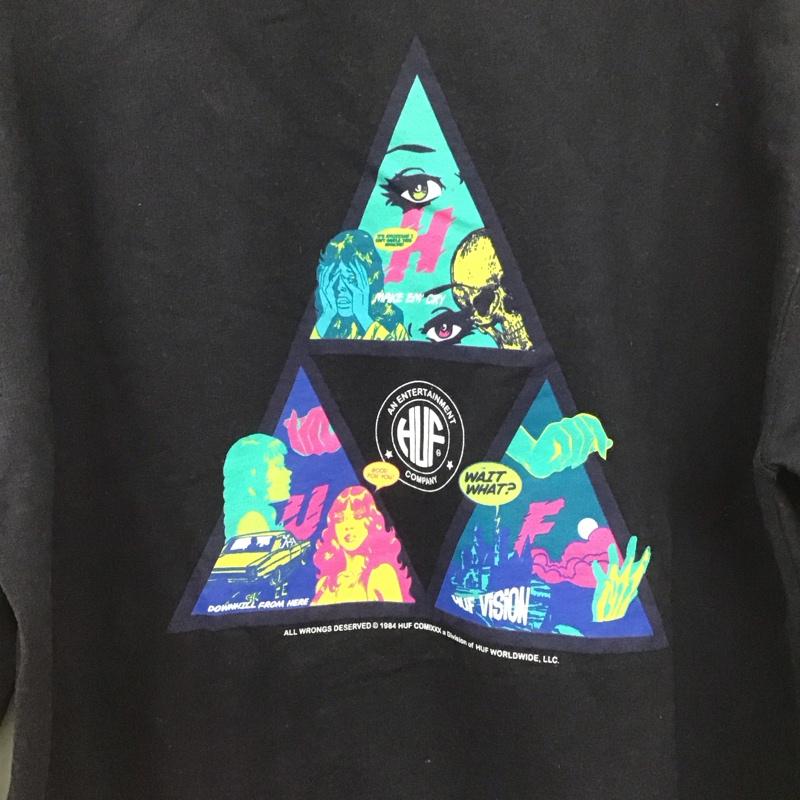 ハフ HUF カットソー 長袖 長袖カットソー プリントカットソー クルーネック M ロゴ、文字 紺 / ネイビー /  メンズ USED 古着 中古 10147621