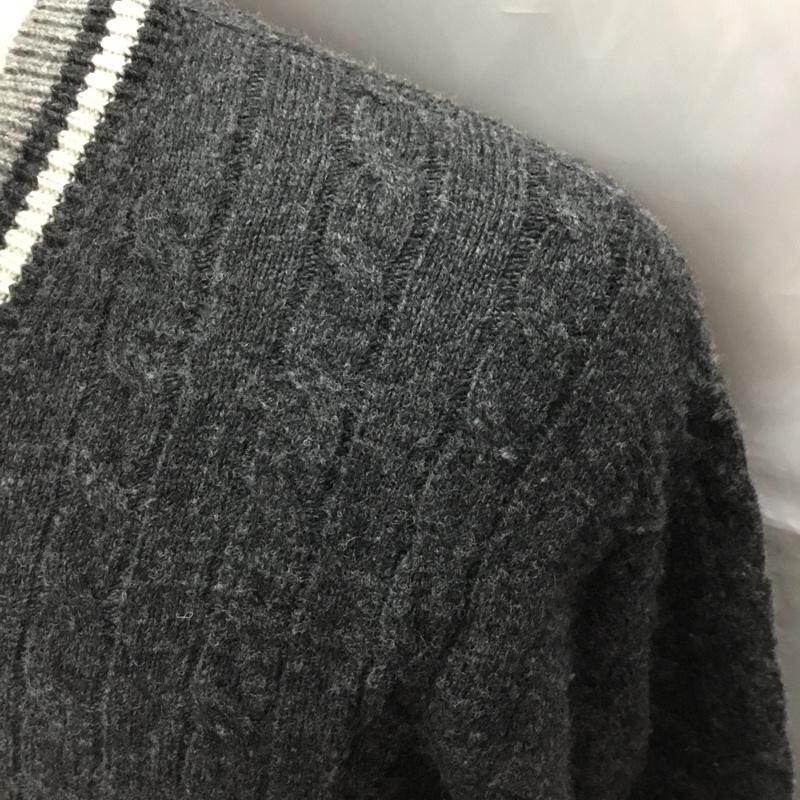 シップス SHIPS ニット、セーター 長袖 長袖ニットカットソー ニット セーター Vネックニット L 無地 灰 / グレー /  メンズ USED 古着 中古 10113540