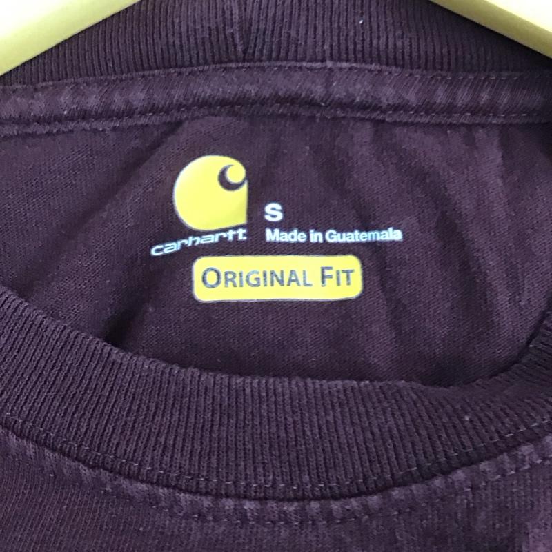 カーハート Carhartt カットソー 長袖 長袖カットソー プリントカットソー クルーネック S ロゴ、文字 えんじ / ワインレッド /  メンズ USED 古着 中古 10128732