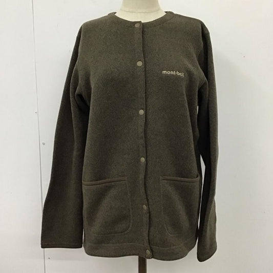 モンベル mont-bell カーディガン 長袖 1106664 クリマプラスニットカーディガン ノーカラージャケット ロングスリーブカーディガン L ロゴ、文字 茶 / ブラウン /  レディース USED 古着 中古 10114519