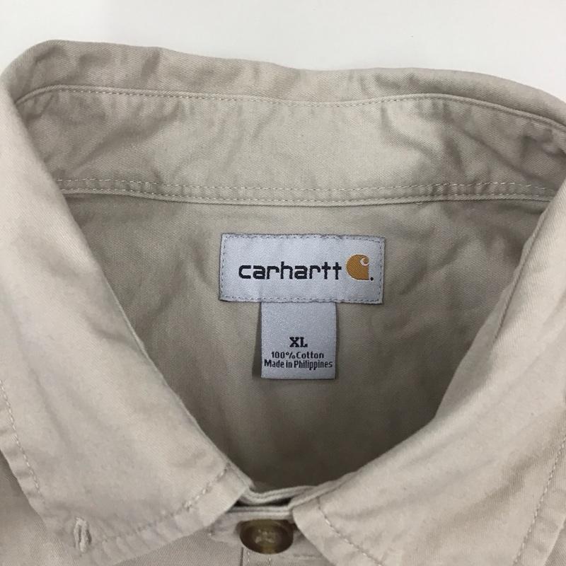 カーハート Carhartt シャツ、ブラウス 長袖 長袖シャツ カラーシャツ ポケットシャツ 長袖カットソー ボタンダウンシャツ XL ロゴ、文字 ベージュ / ベージュ /  メンズ USED 古着 中古 10111807