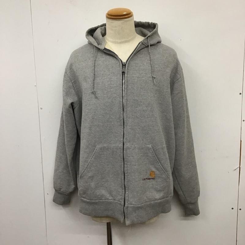 カーハート Carhartt パーカー 長袖 ジップアップパーカー 長袖パーカー フード付きパーカー ロゴ、文字 灰 / グレー /  メンズ USED 古着 中古 10115614