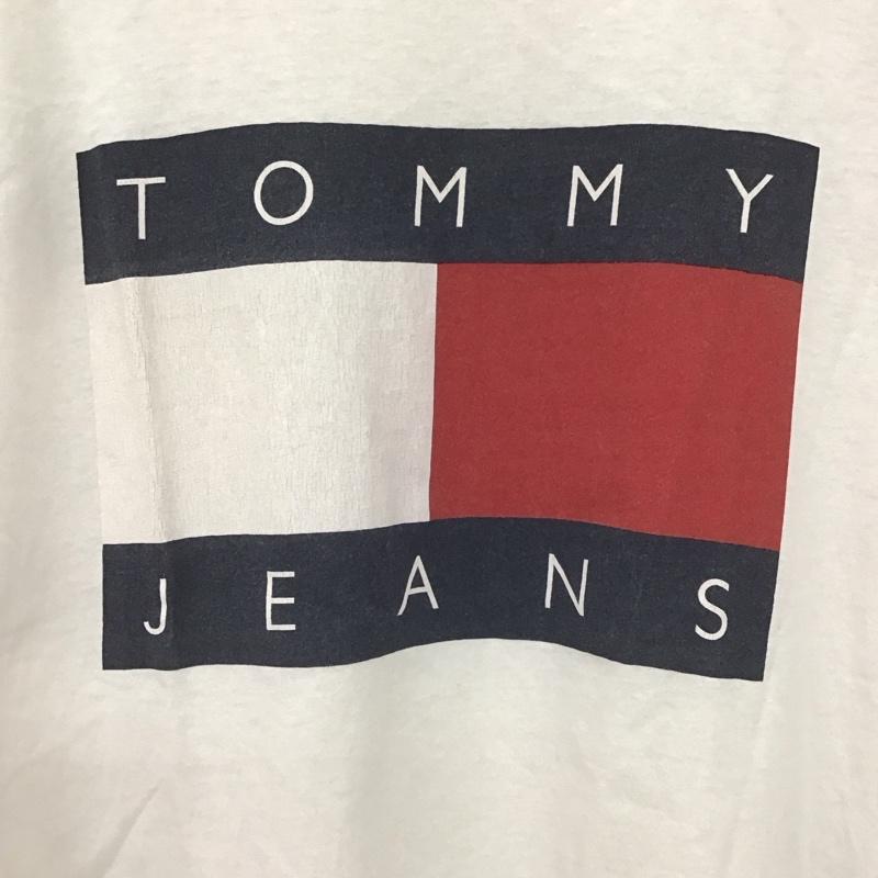 トミー ジーンズ TOMMY JEANS Tシャツ 半袖 半袖カットソー プリントTシャツ クルーネックカットソー L ロゴ、文字 アイボリー / アイボリー /  メンズ USED 古着 中古 10148996