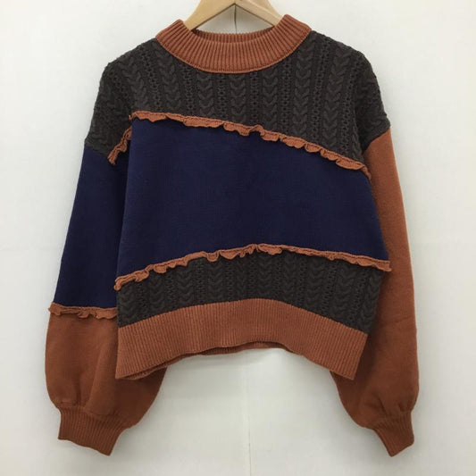 レイジブルー RAGEBLUE ニット、セーター 長袖 FREE 無地 青 / ブルー / X 茶 / ブラウン /  レディース USED 古着 中古 10135115