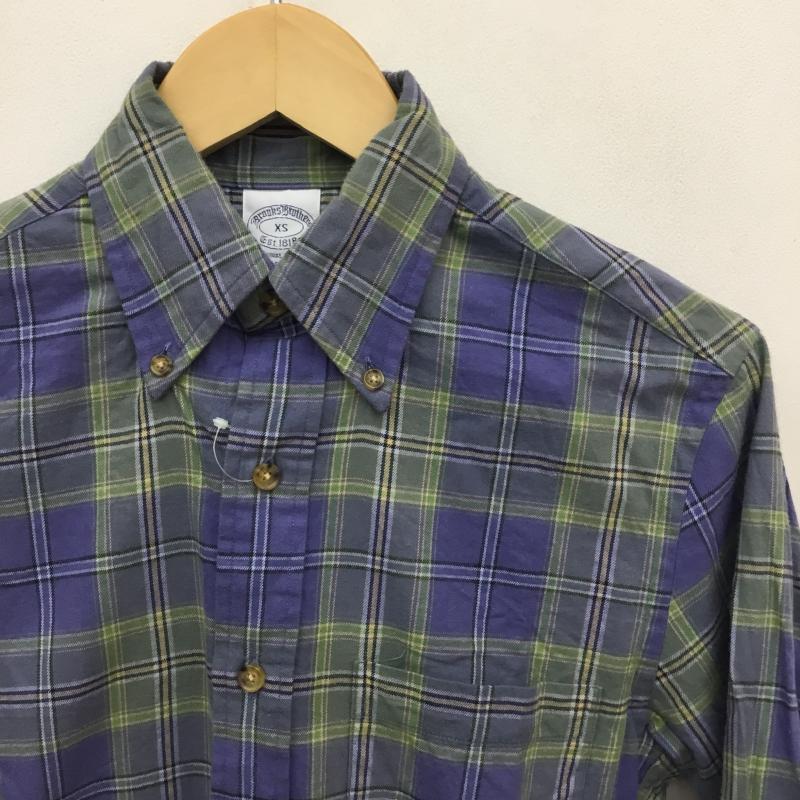 ブルックスブラザーズ BROOKS BROTHERS シャツ、ブラウス 長袖 ネルシャツ XS チェック 青 / ブルー / X 緑 / グリーン / X 黄 / イエロー / X 黒 / ブラック /  メンズ USED 古着 中古 10130237