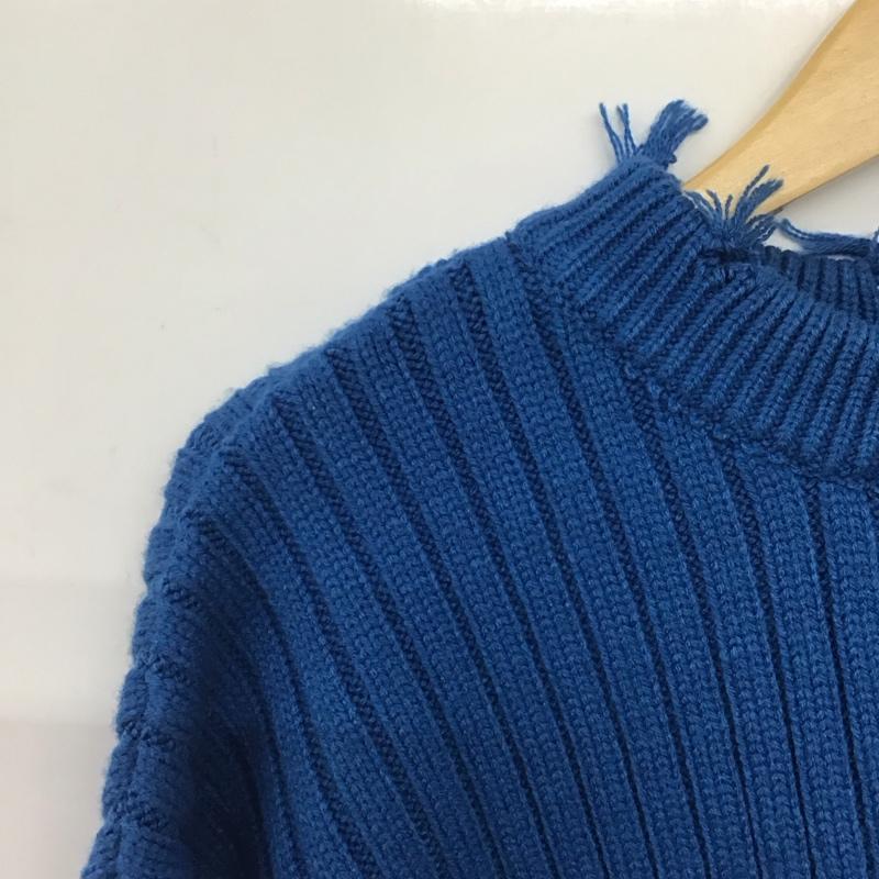 エモダ EMODA ニット、セーター 長袖 042262601801-01 カーブスリーブクラッシュニット FREE 無地 青 / ブルー /  レディース USED 古着 中古 10146763