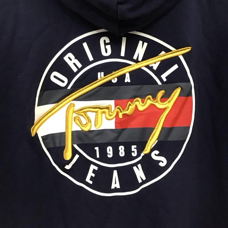 トミー ジーンズ TOMMY JEANS パーカー 半袖 半袖パーカーカットソー プルオーバーパーカー M ロゴ、文字 紺 / ネイビー /  メンズ USED 古着 中古 10147285