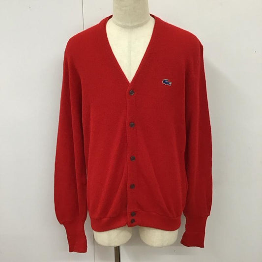 ラコステ LACOSTE カーディガン 長袖 70s アクリルニット　カーディガン　IZOD ロゴ、文字 赤 / レッド /  メンズ USED 古着 中古 10118300