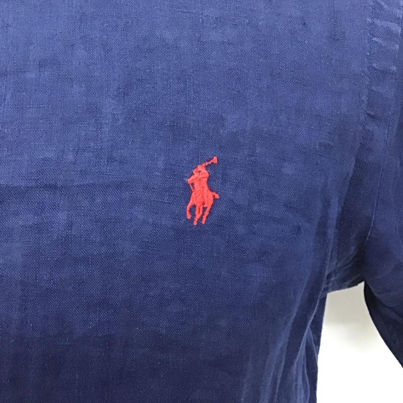 ラルフローレン RALPHLAUREN シャツ、ブラウス 半袖 リネン ボタンダウン XS ワンポイント 紺 / ネイビー /  メンズ USED 古着 中古 10114037