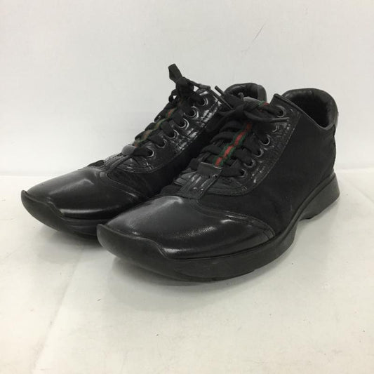 グッチ GUCCI スニーカー スニーカー 111 6057 シェリーライン レザー ロゴ、文字 黒 / ブラック /  メンズ USED 古着 中古 10136383