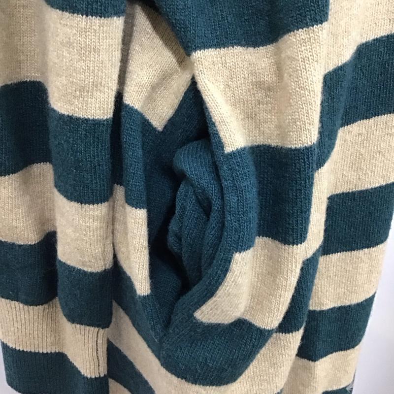 バーバリーブルーレーベル BURBERRY BLUE LABEL ワンピース ひざ丈スカート E1J85-445-70 Vネック 長袖 ニット ボーダー 38 ワンポイント ベージュ / ベージュ / X 緑 / グリーン /  レディース USED 古着 中古 10116939