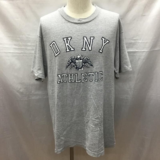 ダナキャランジーンズ DKNYJEANS Tシャツ 半袖 半袖カットソー プリントTシャツ クルーネックカットソー 90s プリント 灰 / グレー /  メンズ USED 古着 中古 10116733