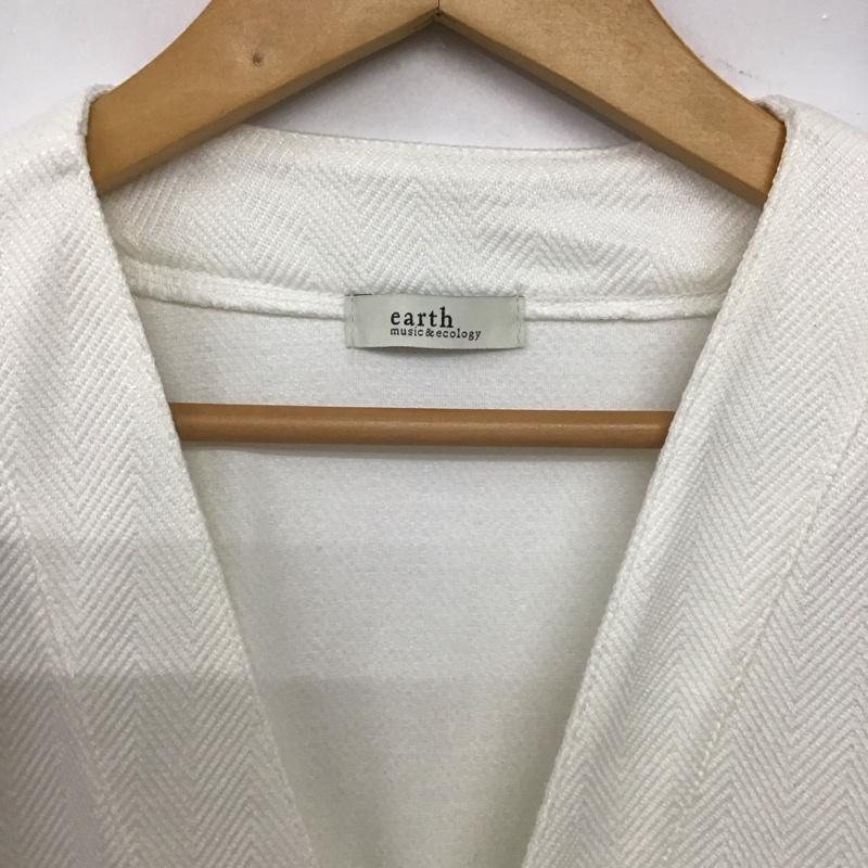 アースミュージックアンドエコロジー earth music&ecology カーディガン 長袖 1N33L1D0240 ヘリンボーン調Vネックカーディガン FREE 無地 アイボリー / アイボリー /  レディース USED 古着 中古 10141602