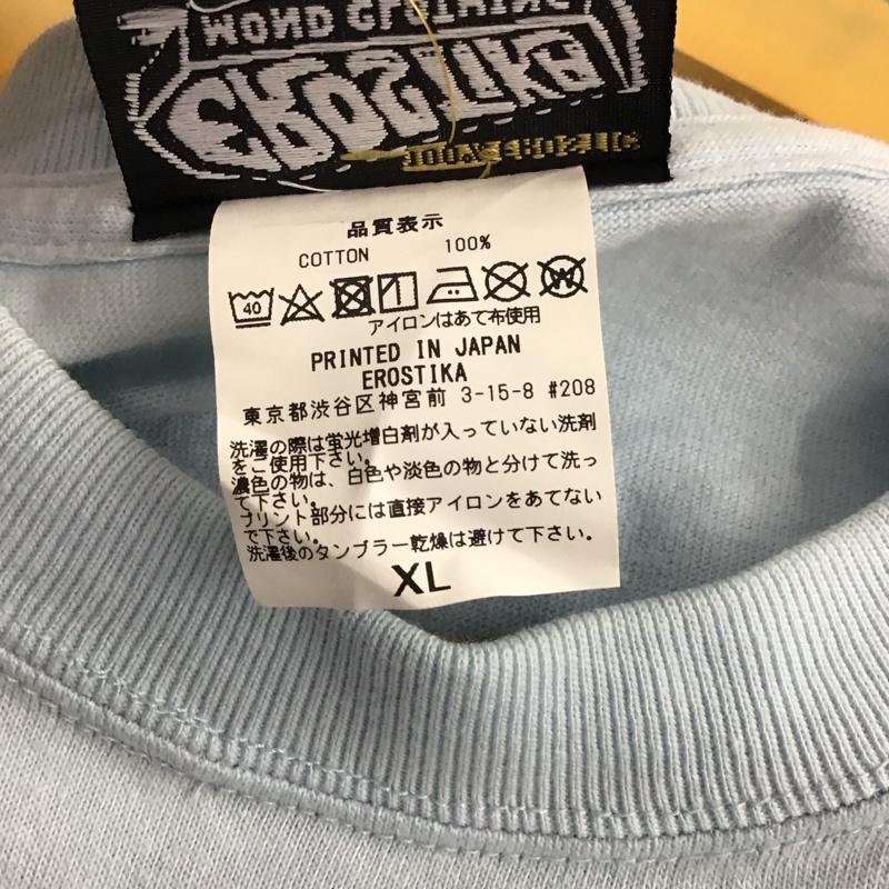 エロスティカ EROSTiKA Tシャツ 半袖 クルーネック コットン XL プリント 水色 / ライトブルー /  メンズ USED 古着 中古 10123377