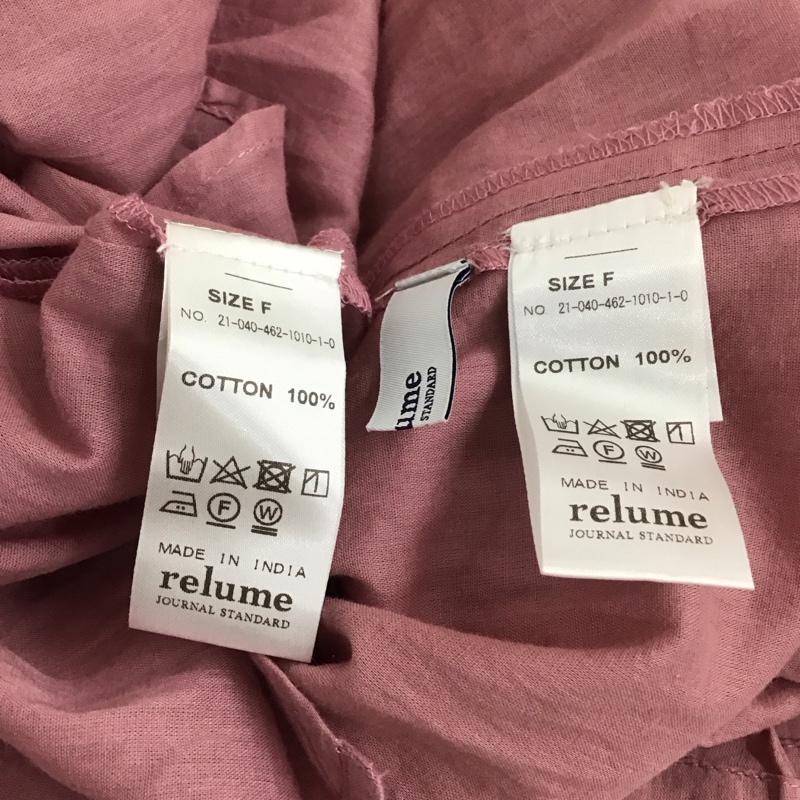レリューム relume ワンピース ロングスカート 21-040-462-1010-1-0 ロングワンピース 半袖シャツワンピース フレアスカート FREE 無地 桃 / ピンク /  レディース USED 古着 中古 10111762
