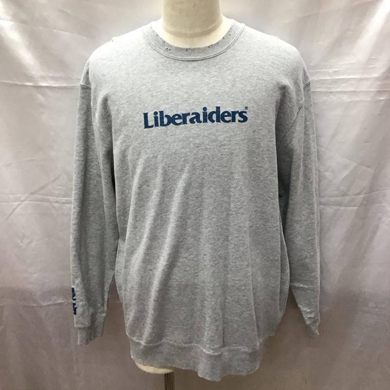 リベレイダース Liberaiders トレーナー 長袖 長袖スウェット 長袖トレーナー リブカットソー 長袖カットソー プリントトレーナー L ロゴ、文字 灰 / グレー /  メンズ USED 古着 中古 10114373