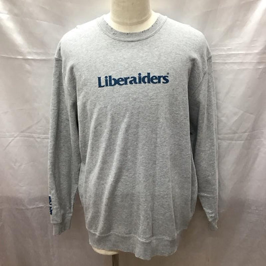 リベレイダース Liberaiders トレーナー 長袖 長袖スウェット 長袖トレーナー リブカットソー 長袖カットソー プリントトレーナー L ロゴ、文字 灰 / グレー /  メンズ USED 古着 中古 10114373
