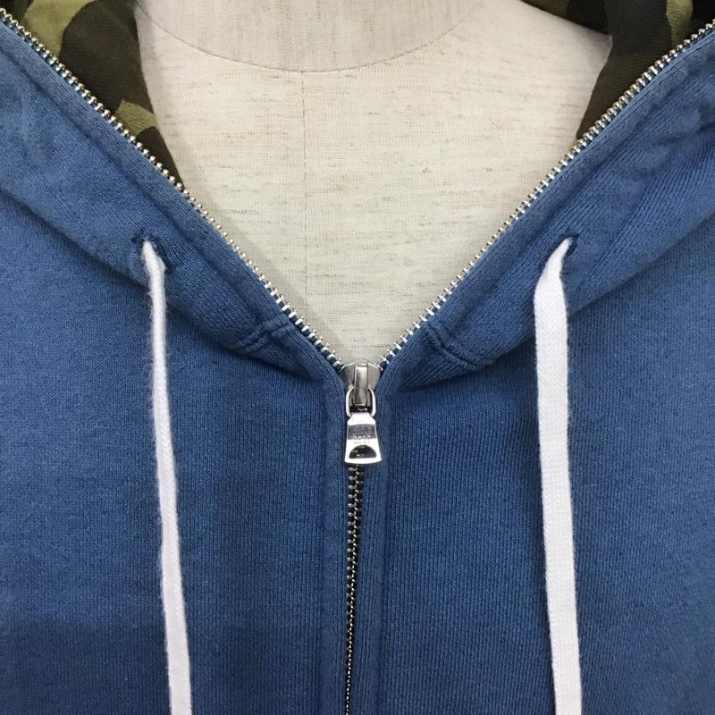 アベイシングエイプ A BATHING APE パーカー 長袖 ジップアップパーカー 長袖パーカー フード付きパーカー XXL 無地 青 / ブルー /  メンズ USED 古着 中古 10107398