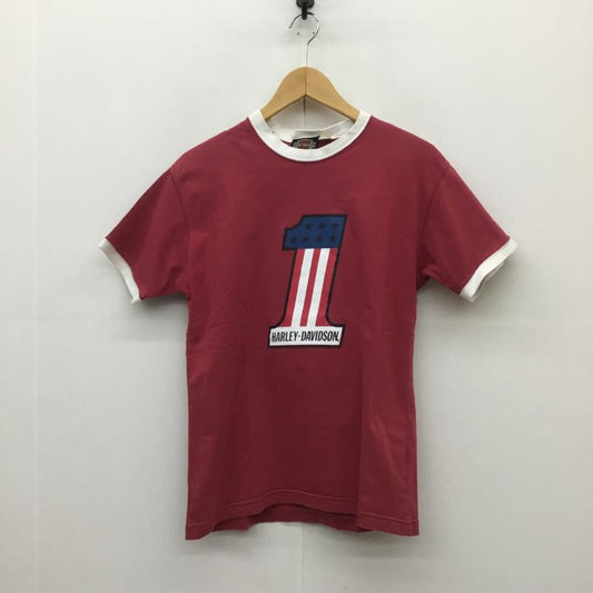 ハーレーダビッドソン Harley-Davidson Tシャツ 半袖 リンガーTシャツ L プリント 白 / ホワイト / X 赤 / レッド / X 青 / ブルー / X 黒 / ブラック /  メンズ USED 古着 中古 10128855
