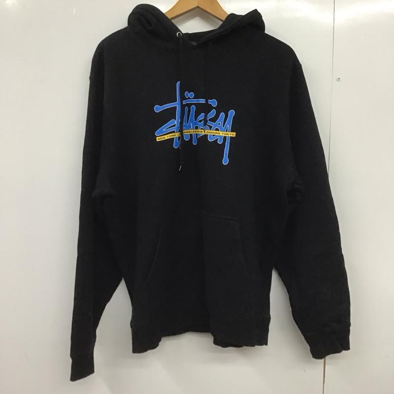 ステューシー STUSSY パーカー 長袖 長袖パーカー プルオーバーパーカー スウェット L ロゴ、文字 黒 / ブラック /  メンズ USED 古着 中古 10148339