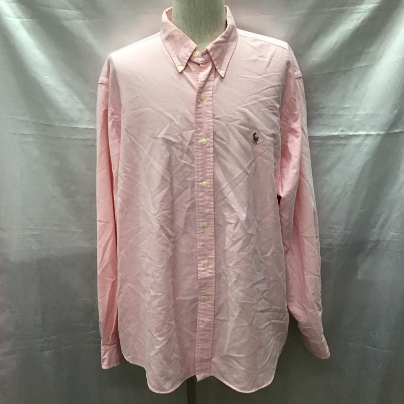 ラルフローレン RALPHLAUREN シャツ、ブラウス 長袖 長袖シャツ カラーシャツ ポケットシャツ 長袖カットソー ボタンダウンシャツ XXL ロゴ、文字 桃 / ピンク /  メンズ USED 古着 中古 10117448
