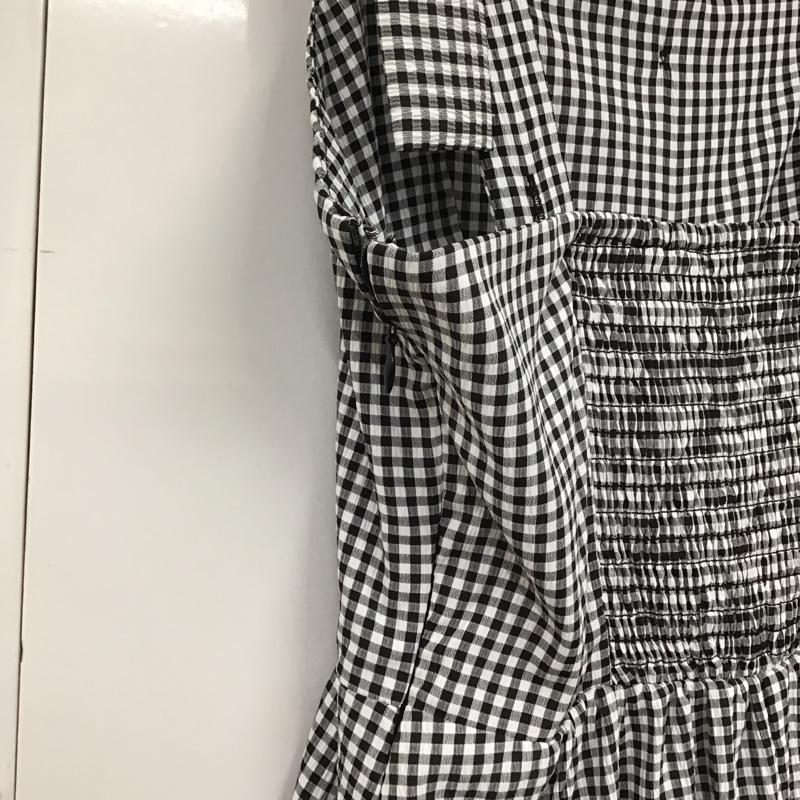 イング INGNI ワンピース ロングスカート 1221-500419-00 肩リボンワンピース フレアワンピース ノースリーブ M チェック 白 / ホワイト / X 黒 / ブラック /  レディース USED 古着 中古 10130454