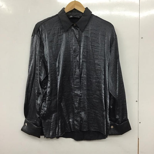 ザラ ZARA シャツ、ブラウス 長袖 長袖シャツ 無地シャツ カラーシャツ S 無地 黒 / ブラック /  レディース USED 古着 中古 10138786