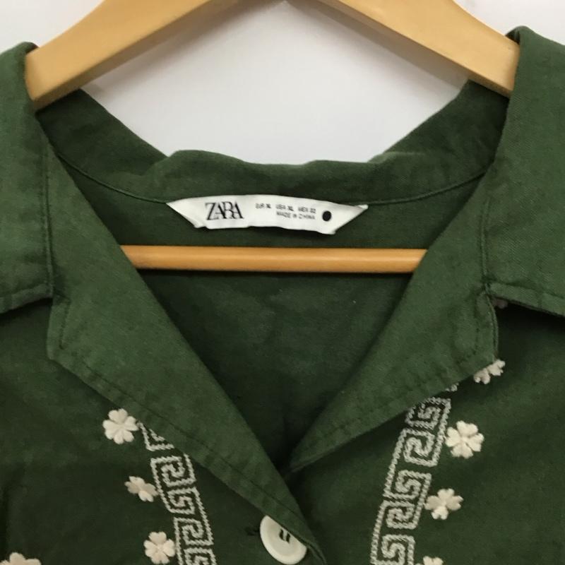 ザラ ZARA ジャケット、上着 ジャケット、ブレザー 長袖ジャケット アウター 前ボタン カラージャケット 刺繍 XL 刺繍 カーキ / カーキ /  レディース USED 古着 中古 10135611
