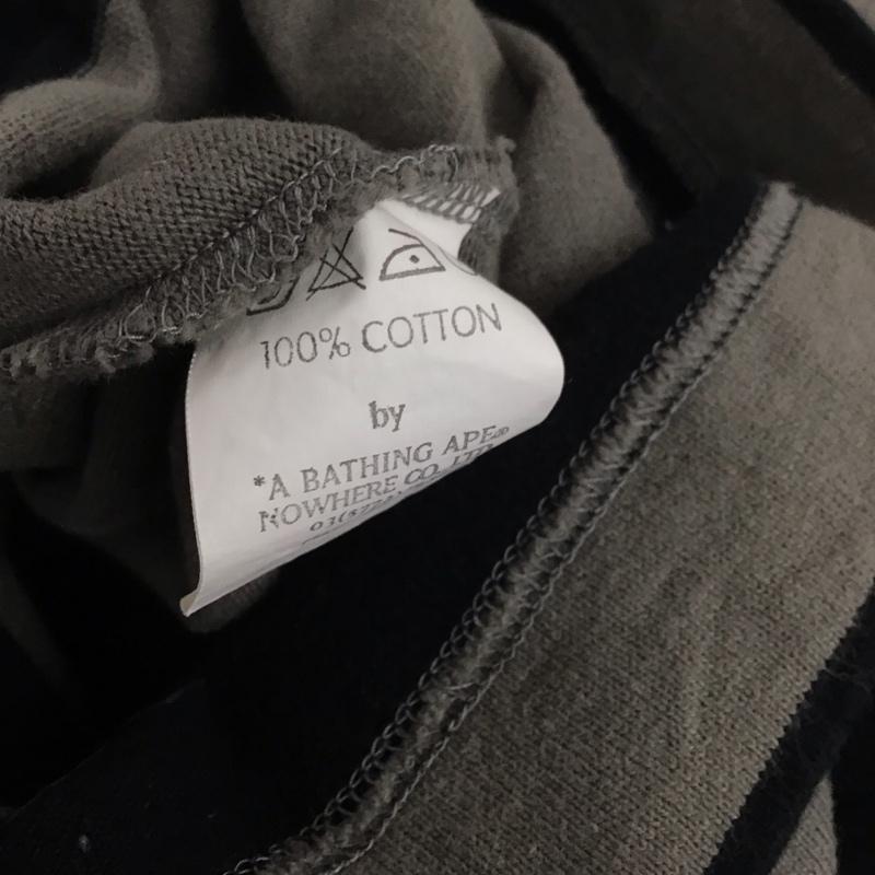 アベイシングエイプ A BATHING APE ポロシャツ 長袖 長袖ポロシャツ 長袖カットソー カラーシャツ XS ボーダー柄 黒 / ブラック / X 灰 / グレー /  メンズ USED 古着 中古 10138772