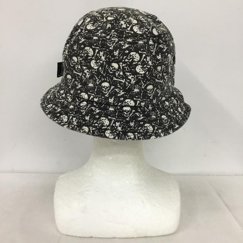 ステューシー STUSSY 帽子 ハット バケットハット ドクロ スカル 総柄 黒 / ブラック / X 白 / ホワイト /  メンズ USED 古着 中古 10147564