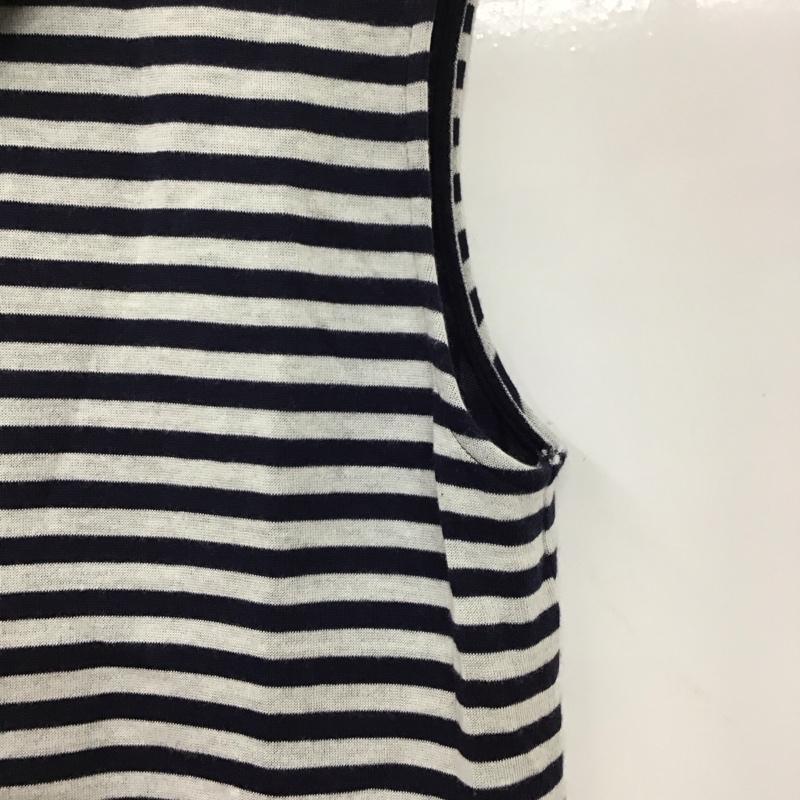 ジルスチュアート JILLSTUART タンクトップ タンクトップ ノースリーブカットソー カラーネック プルオーバー M ボーダー柄 灰 / グレー / X 黒 / ブラック / X 紺 / ネイビー /  レディース USED 古着 中古 10136261