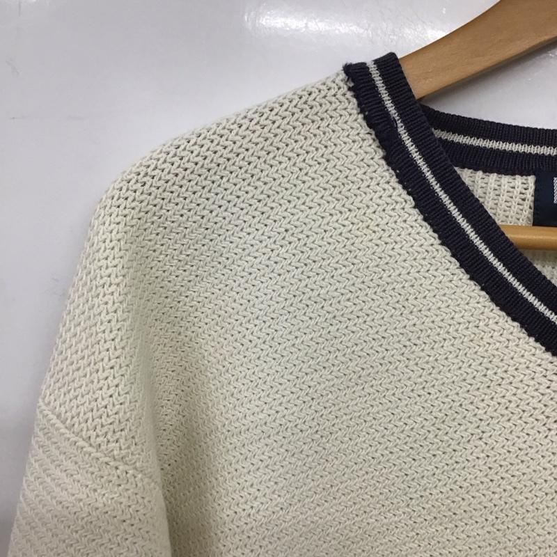 ポロバイラルフローレン Polo by RALPH LAUREN ニット、セーター 長袖 長袖ニットカットソー Vネック セーター L 無地 白 / ホワイト /  メンズ USED 古着 中古 10141642
