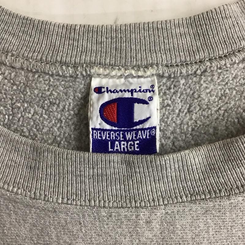 チャンピオン Champion トレーナー 長袖 長袖トレーナー スウェット クルーネック リブスウェットカットソー L ロゴ、文字 灰 / グレー /  メンズ USED 古着 中古 10115362