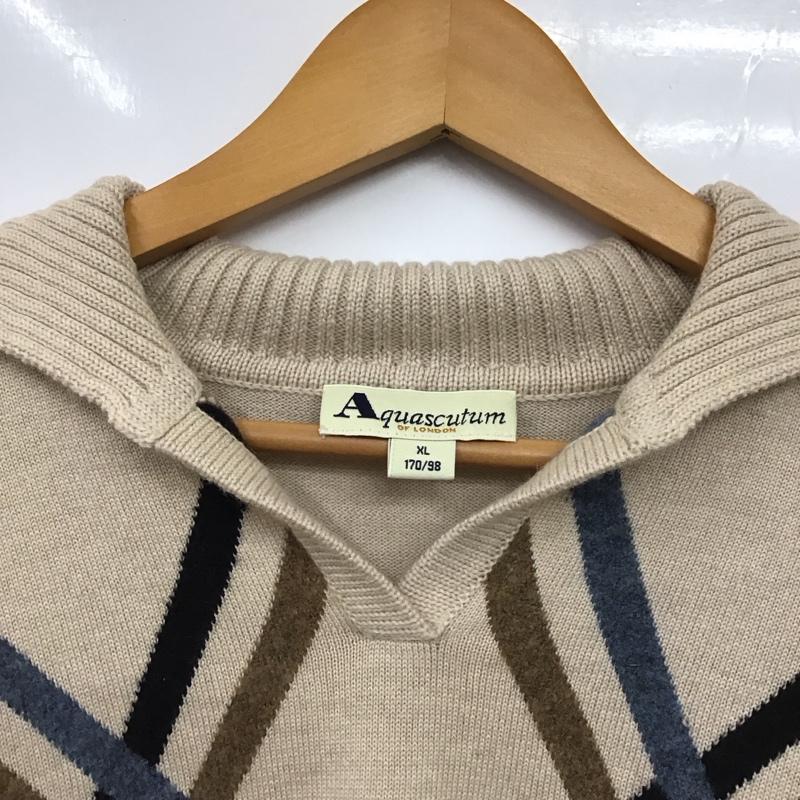 アクアスキュータム Aquascutum ニット、セーター 長袖 長袖ニットカットソー Vネック セーター XL プリント マルチカラー / マルチカラー /  メンズ USED 古着 中古 10131449