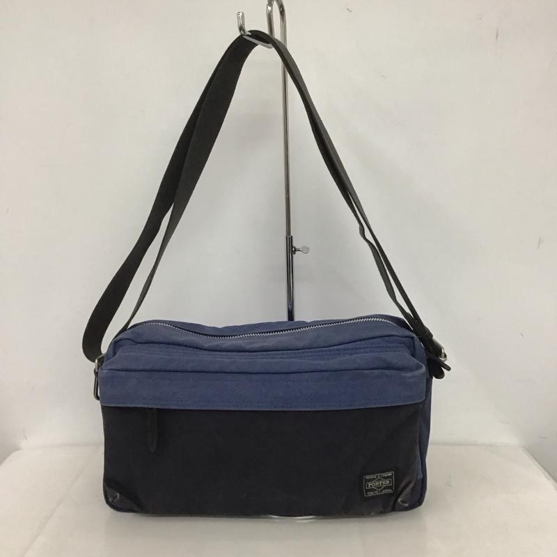 ポーター PORTER ショルダーバッグ ショルダーバッグ BRIDGE ロゴ、文字 青 / ブルー / X 黒 / ブラック /  メンズ USED 古着 中古 10146263