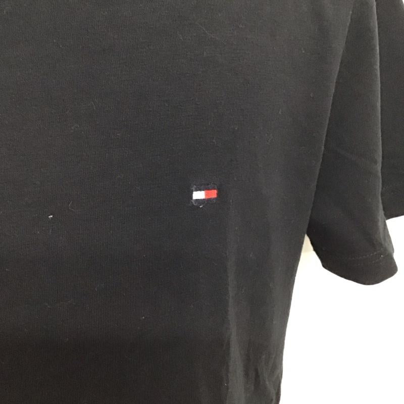 トミーヒルフィガー TOMMY HILFIGER Tシャツ 半袖 半袖カットソー プリントTシャツ Vネックカットソー XL ロゴ、文字 黒 / ブラック /  メンズ USED 古着 中古 10124350