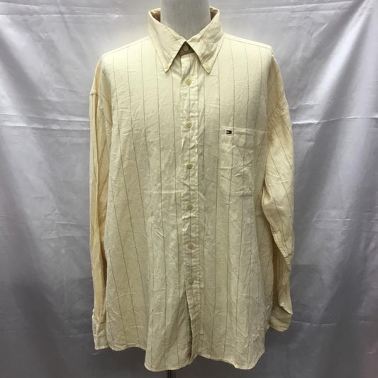 トミーヒルフィガー TOMMY HILFIGER シャツ、ブラウス 長袖 ボタンダウン ストライプ XL ワンポイント ベージュ / ベージュ /  メンズ USED 古着 中古 10116091