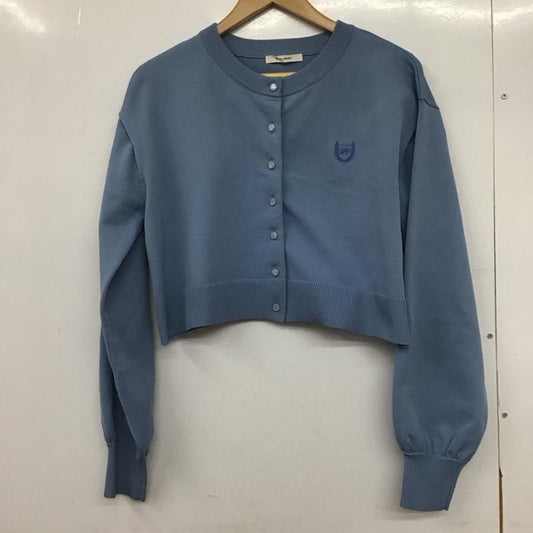 ダブルクローゼット w closet カーディガン 長袖 366010 ショート丈 クロップド丈 ワンポイント 水色 / ライトブルー /  レディース USED 古着 中古 10146376